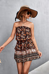 Deluxe Women's Bohemian Floral Print Strapless Dress