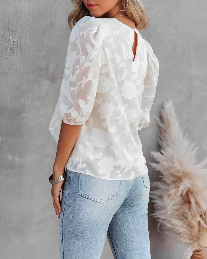 Short-sleeved loose chiffon blouse