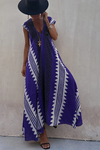 Maxi beach dress with ethnic print (in 7 colours)