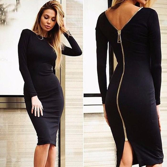 Long sleeve dress with zip at the back