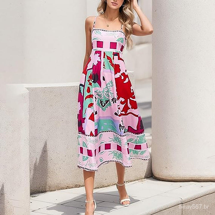 Elegant print maxi dress