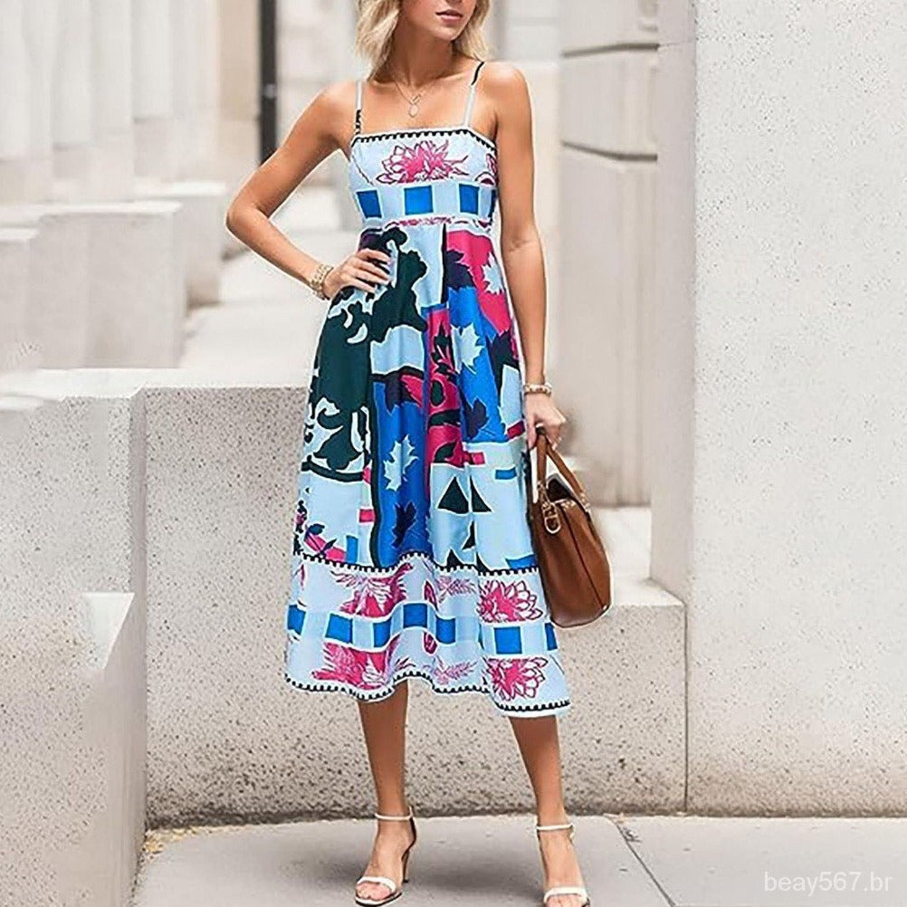 Elegant print maxi dress