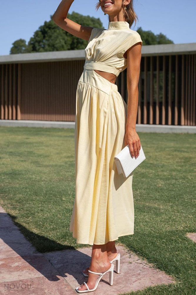 [50% off] Lorna™ Turtleneck Waist Cut Out Summer Midi Dress