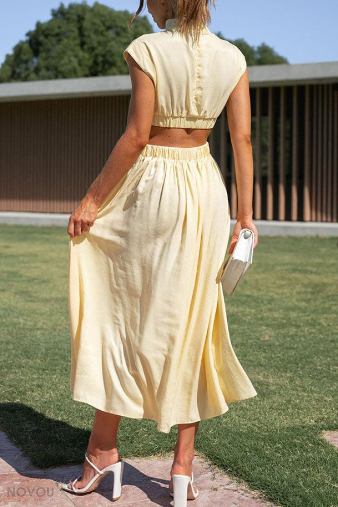 [50% off] Lorna™ Turtleneck Waist Cut Out Summer Midi Dress