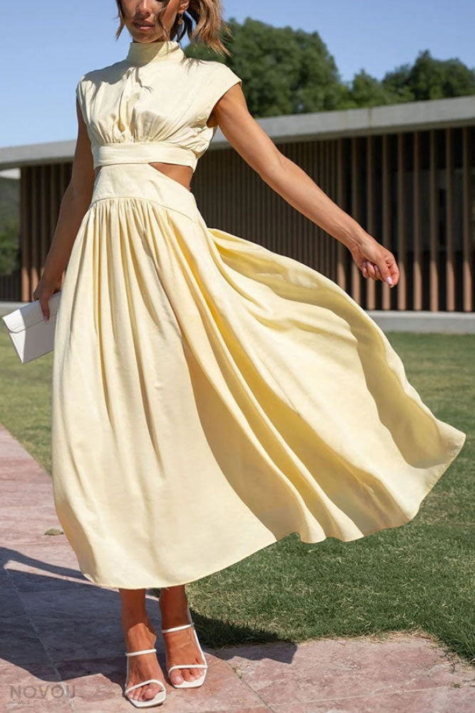 [50% off] Lorna™ Turtleneck Waist Cut Out Summer Midi Dress