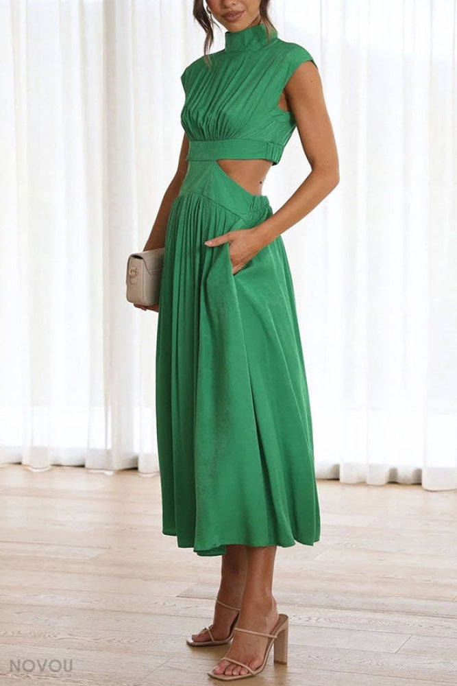 [50% off] Lorna™ Turtleneck Waist Cut Out Summer Midi Dress