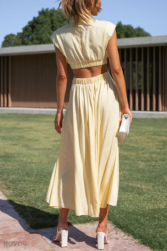 [50% off] Lorna™ Turtleneck Waist Cut Out Summer Midi Dress