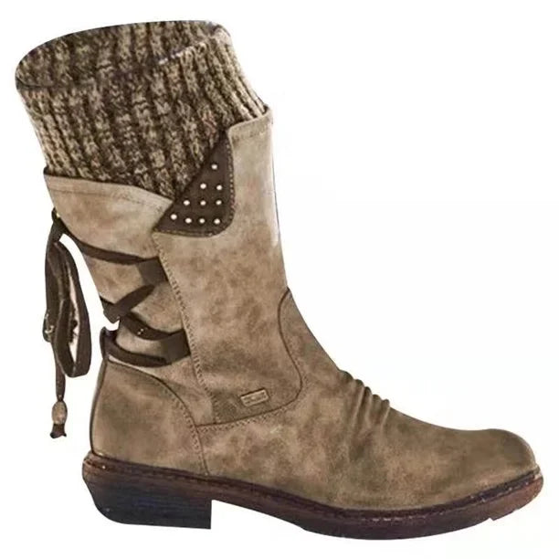 Women's - Winter Ankle Boots with Lacing - Stylish & Warm