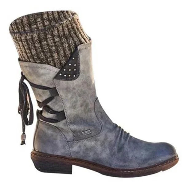 Women's - Winter Ankle Boots with Lacing - Stylish & Warm