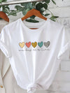 T-shirt with heart letter print and round neckline