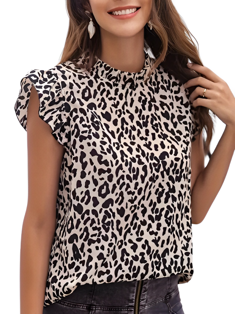 Printed blouse with short sleeves