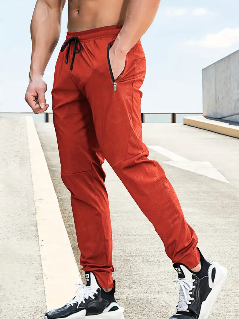 Casual Chic Stretch Sports Trousers With Drawstring Waist