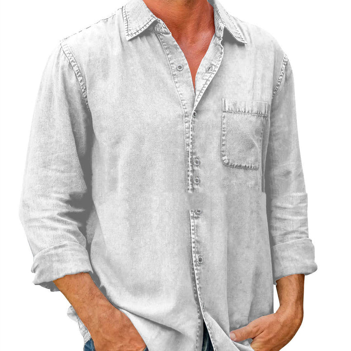 Casual single-coloured long-sleeved shirt for men