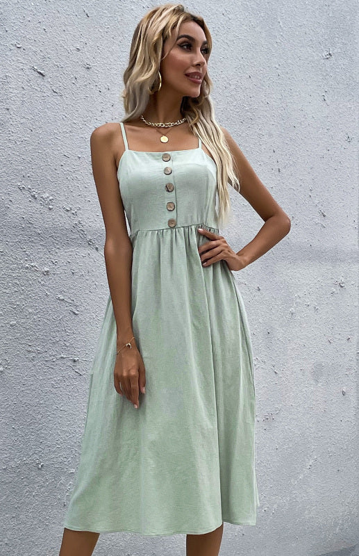 Slim-fit linen dress