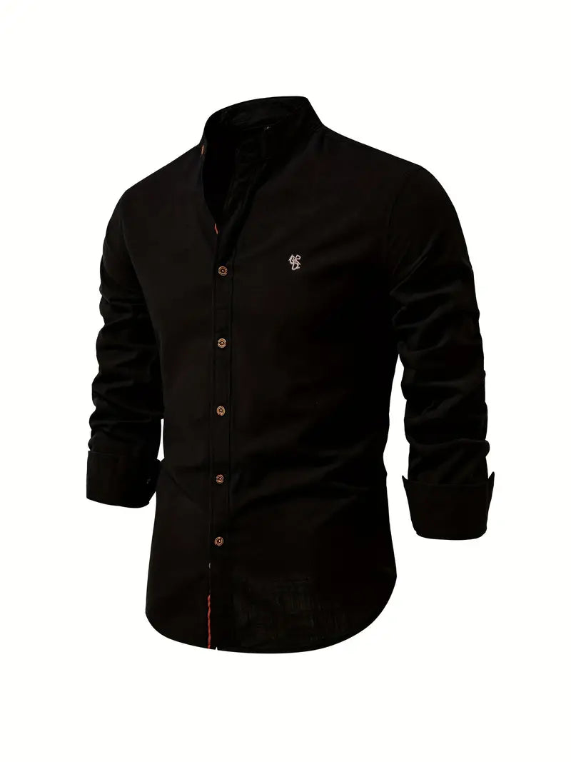 Men's - Stylish Button-Up Shirt - Comfortable Cotton Blend - Casual Wear
