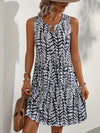 Women's - Printed Summer Dress - Sleeveless A-Line with Keyhole Neckline - Airy & Elegant Style for Warm Days