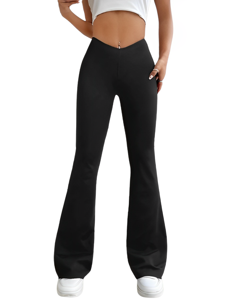 Elasticated slim trousers with high waist