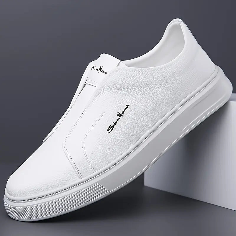 Men's - Slip-On Sneakers - Leather - Casual Canvas Comfort - Stylish Footwear