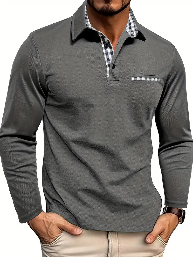 Men's - Classic Summer Polo Shirt - Long Sleeve - Comfortable and Stylish