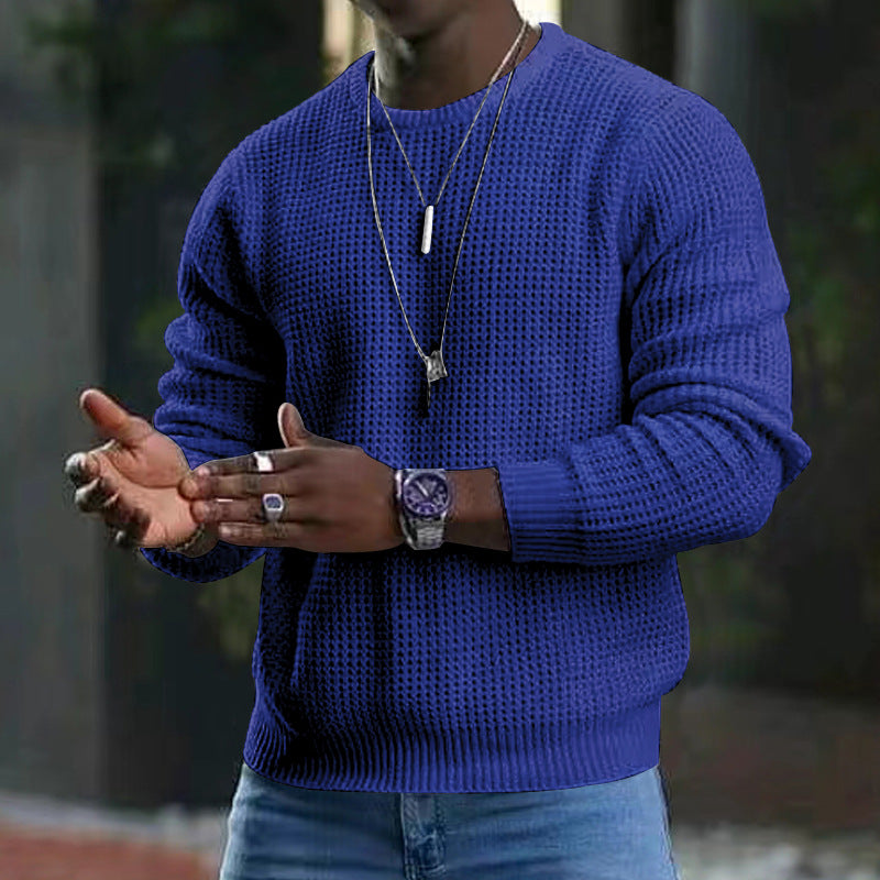 Men's versatile long-sleeved knit with round neckline