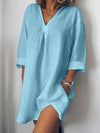 Linen dress V-neck summer