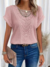 Women's - Top - Round Neckline with Lace Trim - Elegant and Stylish Blouse for Any Occasion