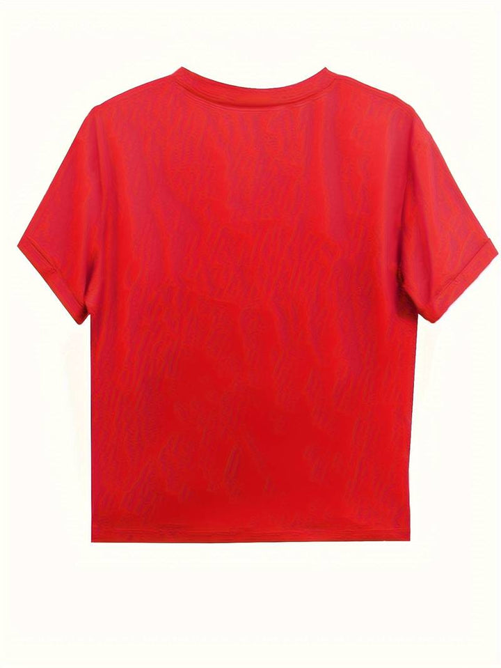 T-shirt with heart letter print and round neckline