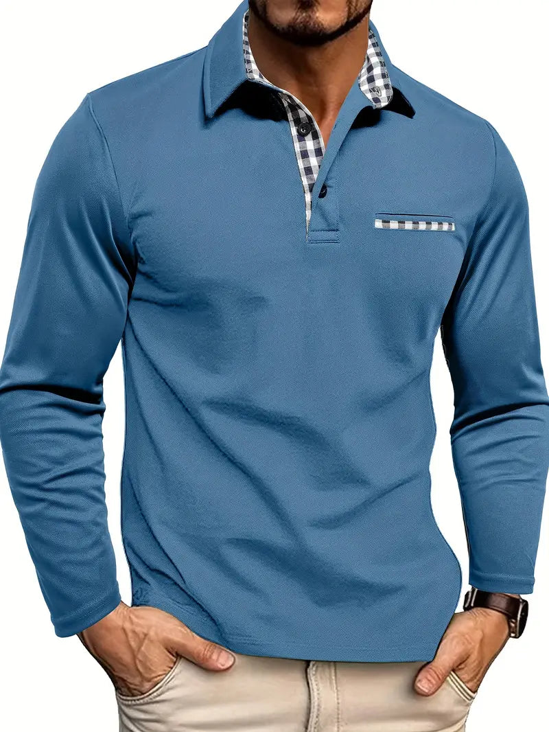 Men's - Classic Summer Polo Shirt - Long Sleeve - Comfortable and Stylish