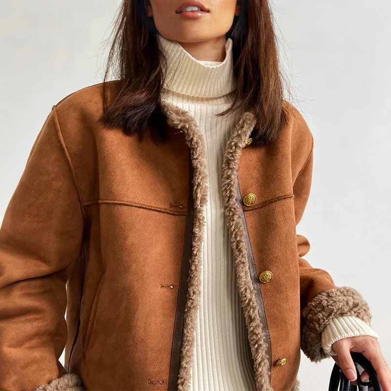 Women's - Cosy Vintage Suede Jacket - Stylish Fit