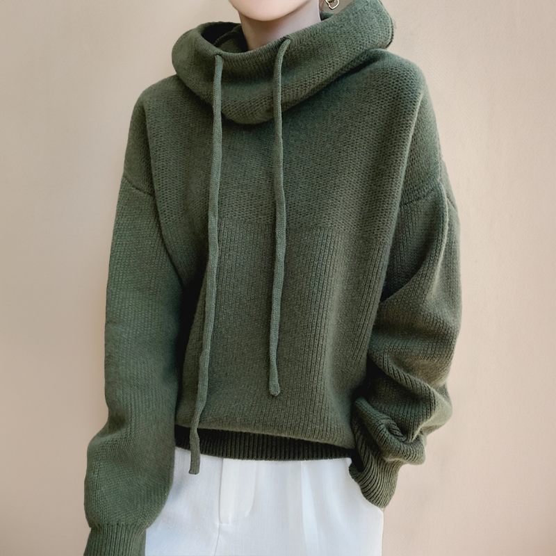 Women's - Turtleneck Hoodie - Merino Wool - Cosy & Stylish Layering Essential