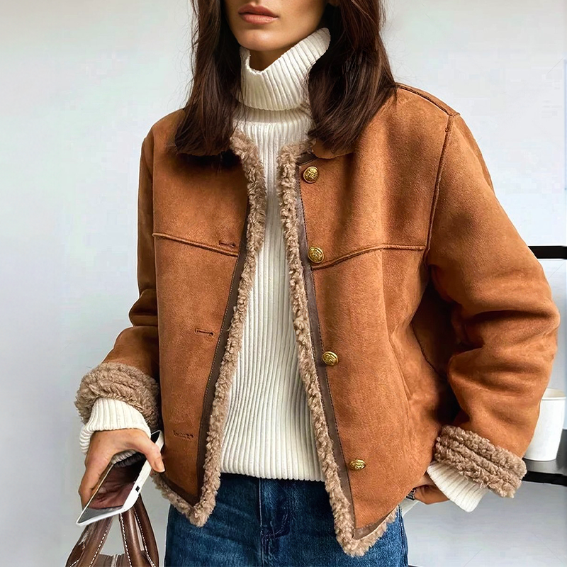 Women's - Cosy Vintage Suede Jacket - Stylish Fit