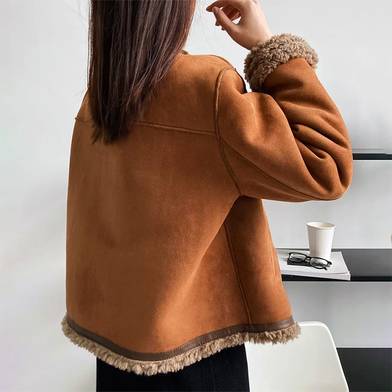 Women's - Cosy Vintage Suede Jacket - Stylish Fit