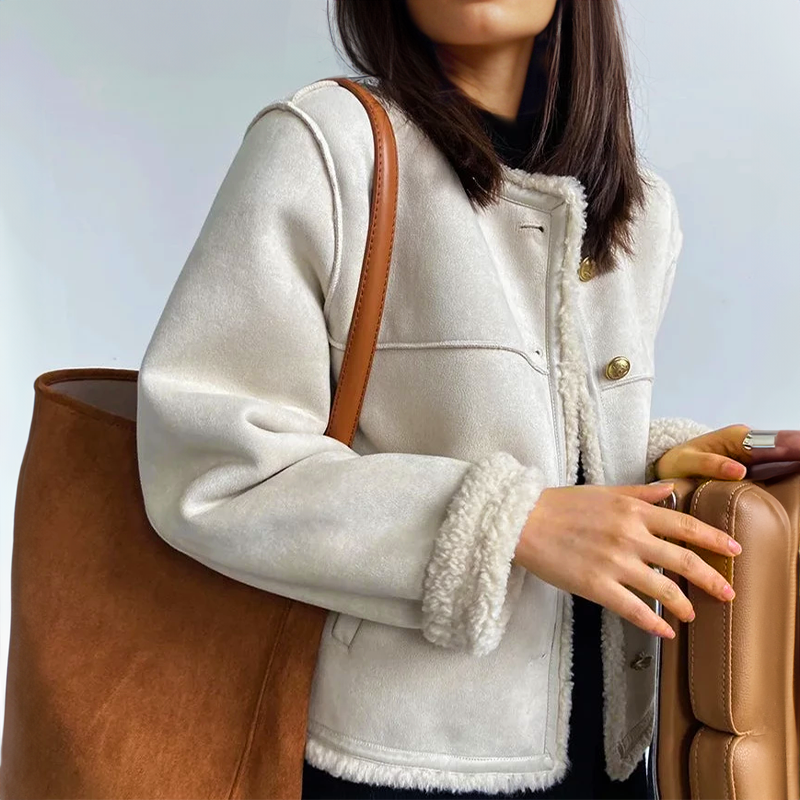 Women's - Cosy Vintage Suede Jacket - Stylish Fit