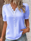 Women's - Elegant edges V-neck blouse - Stylish and Comfortable - Perfect for Any Occasions