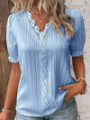 Women's - Elegant edges V-neck blouse - Stylish and Comfortable - Perfect for Any Occasions
