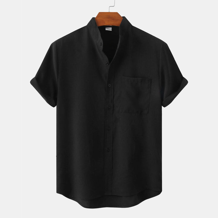Davide - Men's linen shirt with short sleeves and lapels