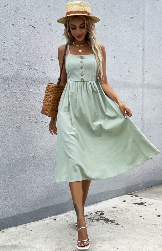 Slim-fit linen dress