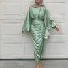 Elegant dress with ruffled sleeves and elegant waist in satin