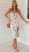 Flattering Ladies V-Neck Resort Print Long Dress