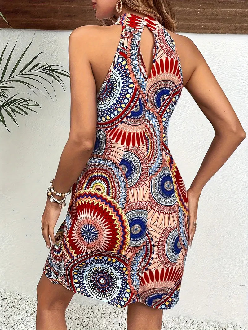 Printed halterneck dress