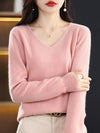 Ladies jumper with V-neck