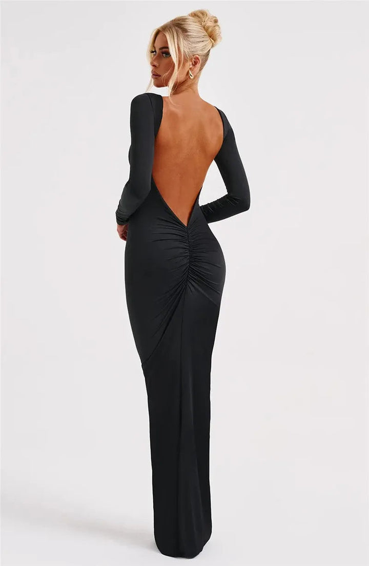 Elegant black backless dress