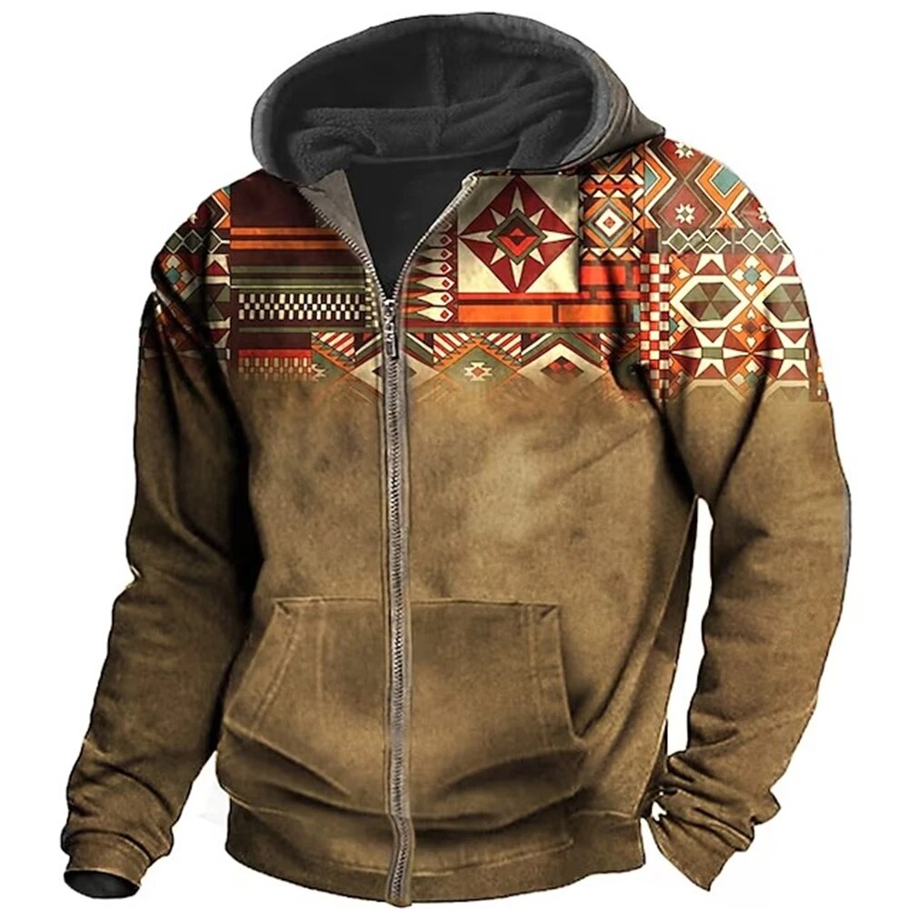 Men's - Retro Hoodie - Soft Cotton Blend Pullover - Casual Outdoor Style