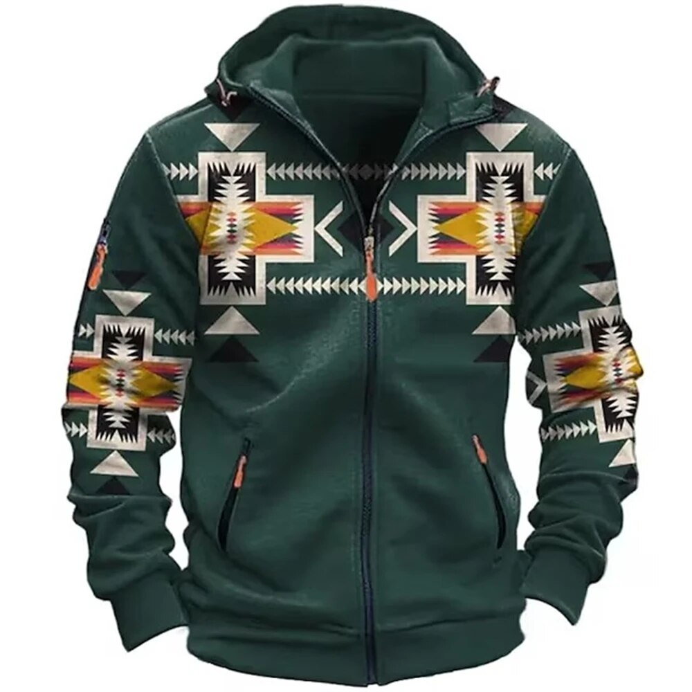 Men's - Retro Hoodie - Soft Cotton Blend Pullover - Casual Outdoor Style