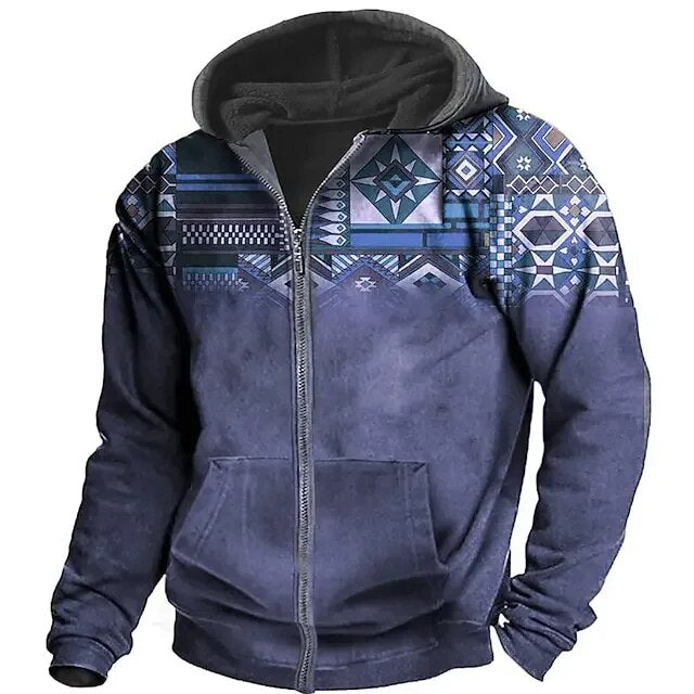 Men's - Retro Hoodie - Soft Cotton Blend Pullover - Casual Outdoor Style