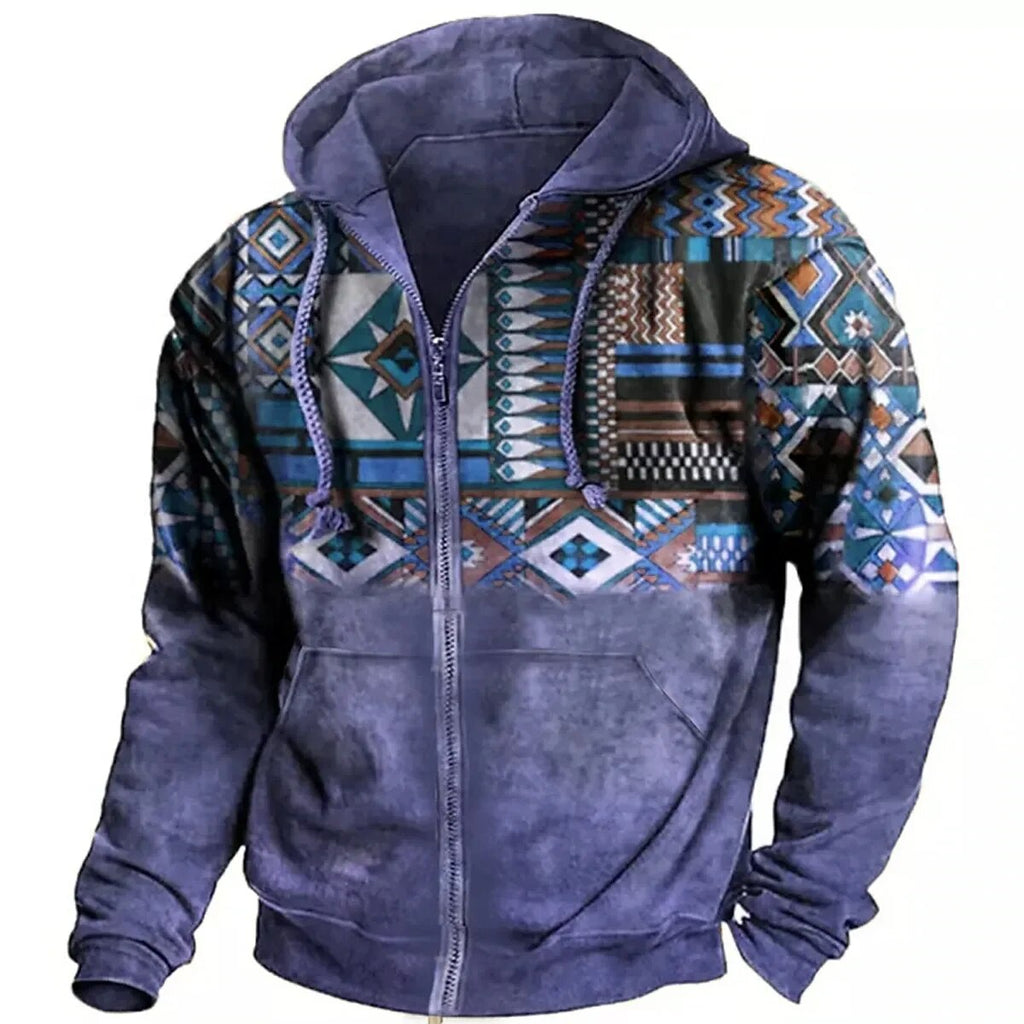 Men's - Retro Hoodie - Soft Cotton Blend Pullover - Casual Outdoor Style