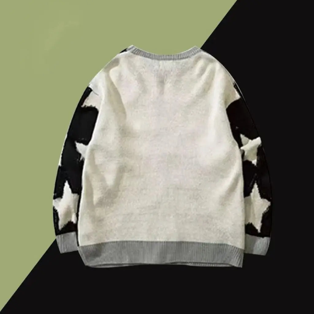 Knitted jumper with textured star pattern