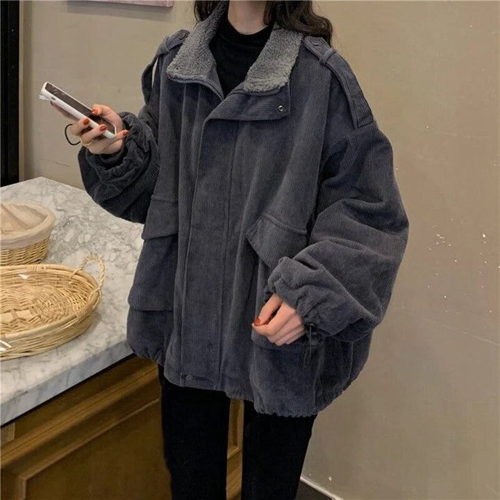 Oversized winter coat in corduroy