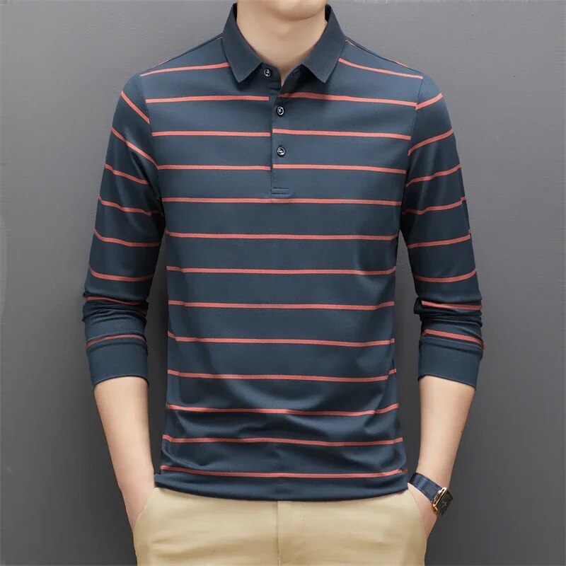 Men's Casual Long Sleeve Polo Shirt