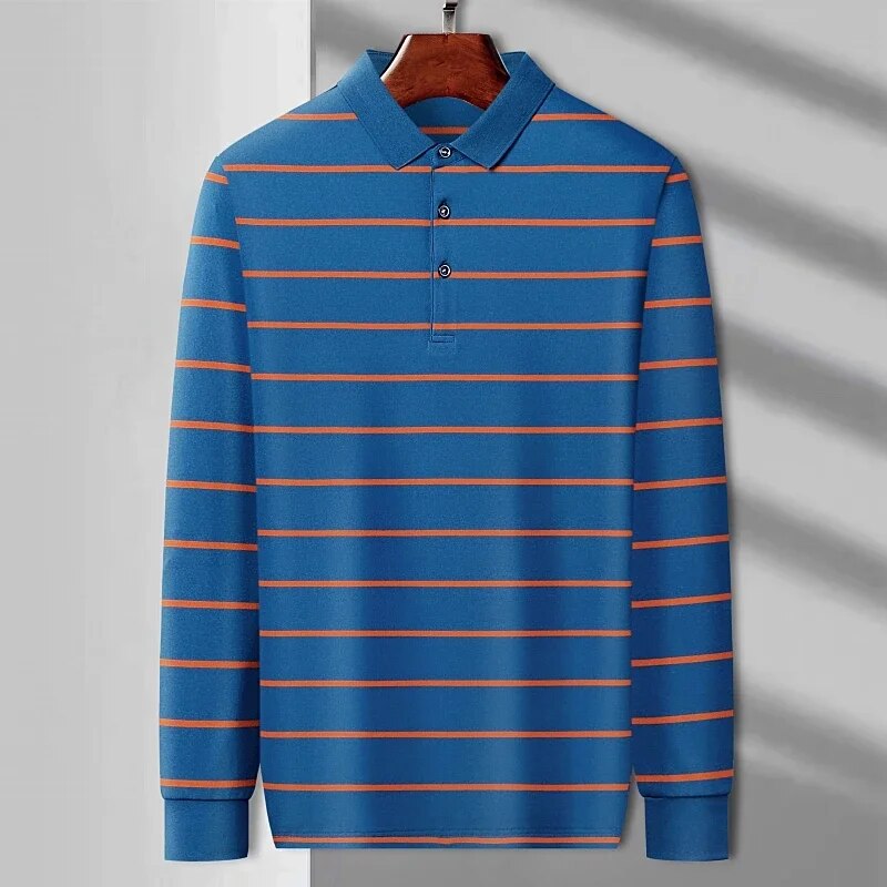 Men's casual long-sleeved polo shirt